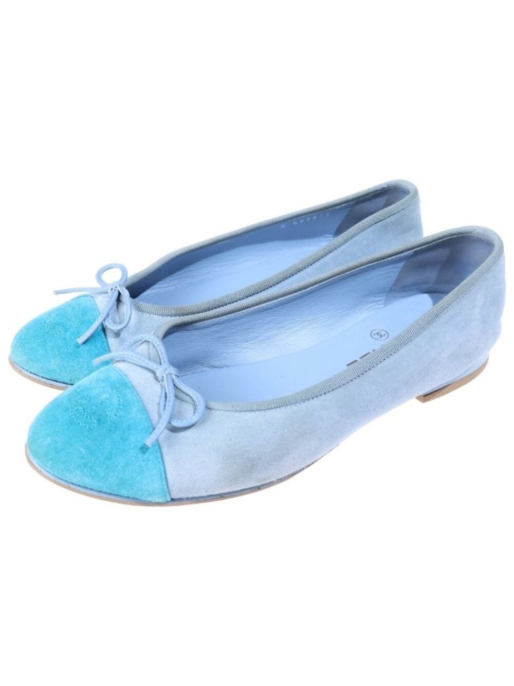 Chanel Ballerina Suede Flat Shoes Ballet Pumps Blue